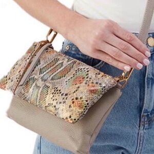 NWT HOBO Wear it five ways Taupe &  Metallic Animal Print Crossbody